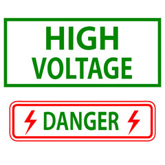 High Voltage Warning Sign Electric Themed Icon Line Art Vector Illustration