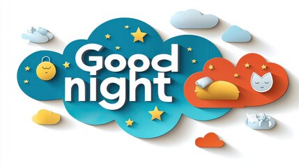 Good night wishes with starry background dreamy clouds digital artwork cozy atmosphere aesthetic viewpoint