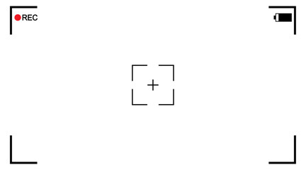 camera viewfinder template, photo camera screen, video recording interface on transparent background