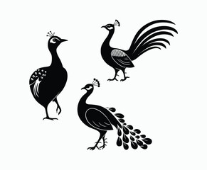 Obraz premium Elegant Minimal Peacock Silhouette EPS Vector Template