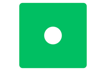 Green Dice number 1 on a transparent background