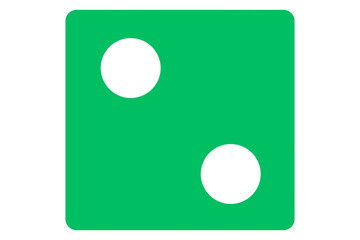 Green Dice number 2 on a transparent background