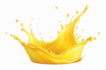 realistic 3d splash of mango or orange juice, flying yellow on the air cut out  isolated on white background
