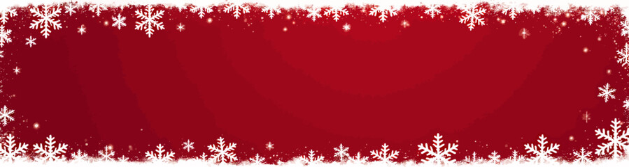 Snowflake Border on Red Christmas Background