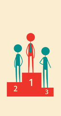 Fototapeta premium Stick Figures on Podium, Business Success Concept