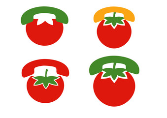 可愛いトマトの形をした電話器アイコン