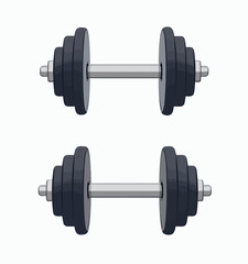 Fototapeta premium Two gray dumbbells for strength training fitness