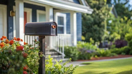 Close-up of mailbox at suburban house.