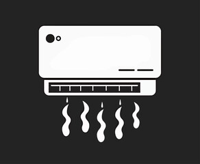 Fototapeta premium White air conditioner icon on black background