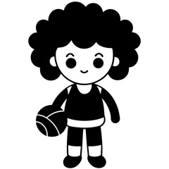 Obraz premium Cartoon girl with ball silhouette vector