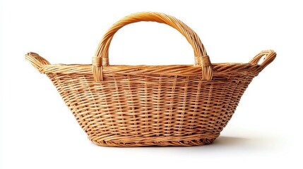Fototapeta premium Stylish woven basket resting elegantly on a clean surface in a bright natural light setting