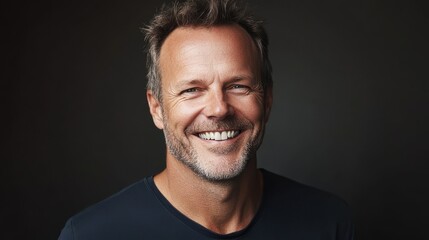 Obraz premium Handsome middle age man with a happy face standing and smiling with a confident smile showing teeth