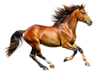 Naklejka premium brown running horse isolated on white background PNG ,AI GENERATED