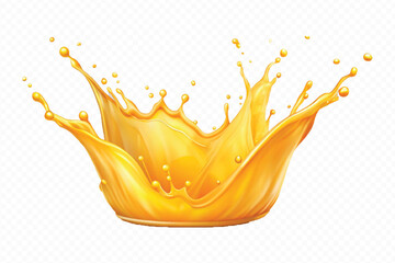 realistic 3d splash of mango or orange juice, flying yellow on the air cut out  isolated on white background