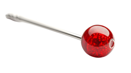 Red pin stationary item isolated on white background, HD and realistic