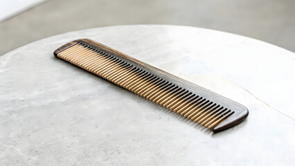 Stylish dual tone comb centered on grey concrete surface, showcasing elegance and simplicity in design