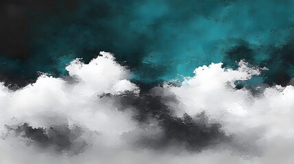 Abstract Teal Grey White Cloudscape Painting Texture