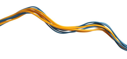 Many colorful electrical wires on white background