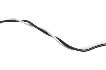 Two colorful electrical wires on white background