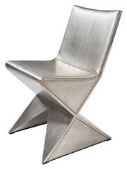 Fototapeta premium A stylish, contemporary dining chair crafted from brushed metallic steel.