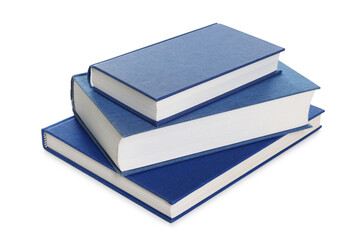 Stack of hardcover books isolated on white