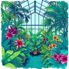 Luxurious and vibrant, high angle perspective digital painting. Hand-drawn sketch in color sketchnote style