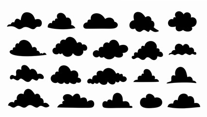 set of clouds silhouette vector on white background