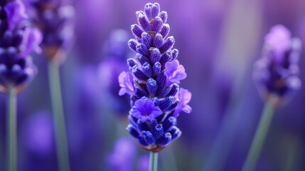 Close-up lavender blossom, purple field, summer bloom, nature scene, aromatherapy product