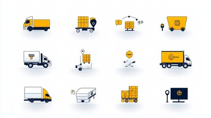 A high tech of storage and delivery related icons