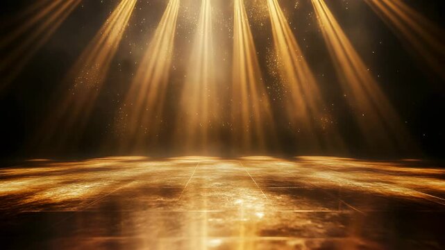 金色のスポットライトと紙吹雪が輝くゴージャスなステージ映像（アワード背景）