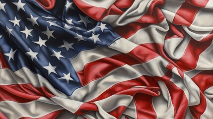 Close-up of American flags