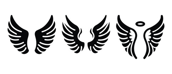 Obraz premium Stylized Wing Icon Set: Angelic and Minimalist Designs