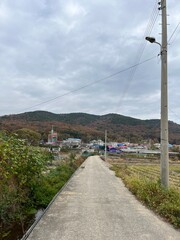 road to the mountains and old village