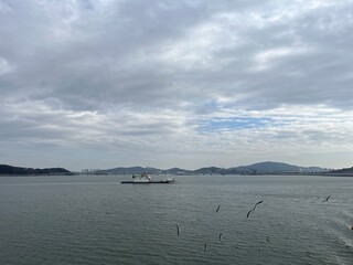 Sea and clouds and ship
