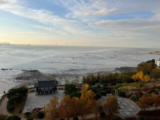 sunrise in the city near sea