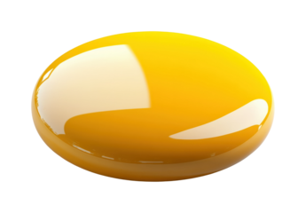 Glossy yellow paint drop product simple concept. Isolated on transparent background, png.