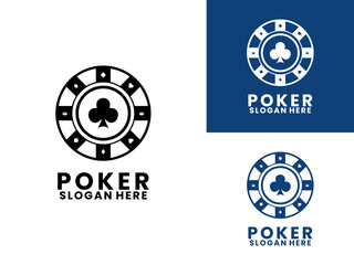 Obraz premium Poker chips logo design vector template. Poker game logo design icon template