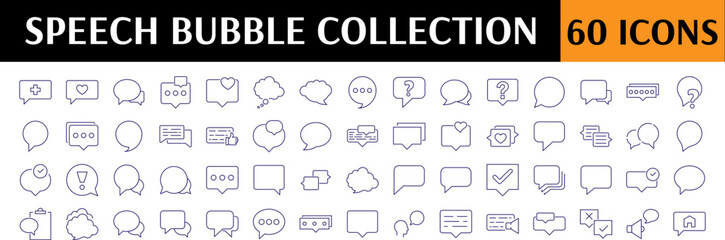 Speech Bubbles, Talking, Conversation, Dialogues Thin Icons Collection. Editable Stroke. Perfect for Web Sites, Books, Cards, Apps