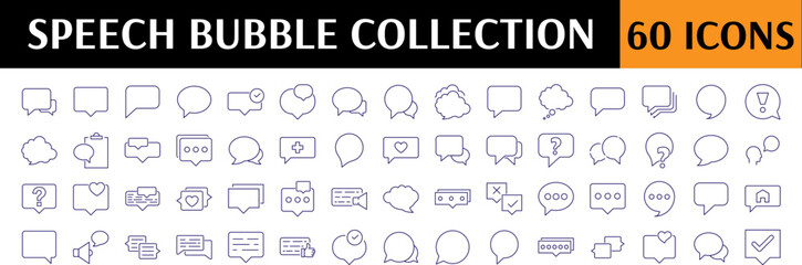 Speech Bubbles, Talking, Conversation, Dialogues Related Icon Set. Editable Stroke. Perfect for Web Sites, Books, Cards, Apps