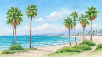 Fototapeta premium palm trees on the beach