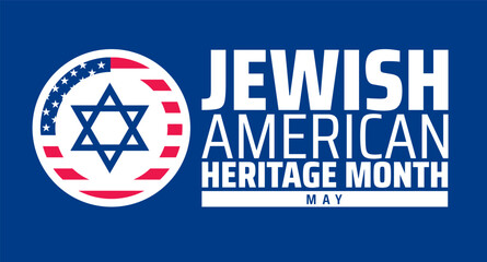 Obraz premium Jewish American Heritage Month American flag background banner or poster design template. observed every year in May. Holiday concept. Use to any Template, card, poster, placard, template.