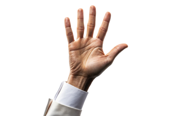 Open Hand Gesture isolated on white transparent background PNG
