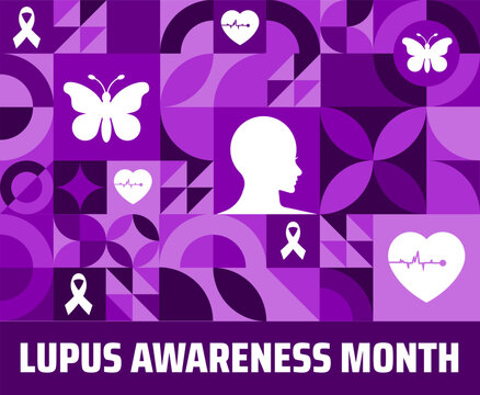 Lupus Awareness Month geometric shape pattern background banner or poster design template. observed every year in May. Holiday concept. Use to any Template, card, poster, placard, template.