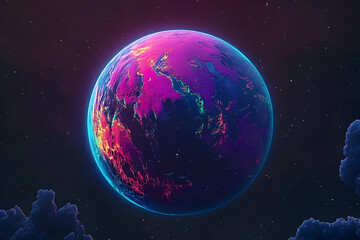 Vibrant, colorful depiction of Earth in space.