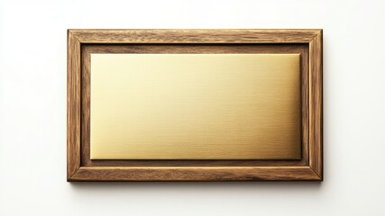 Fototapeta premium Wooden frame with gold plate for award, signage, or nameplate.