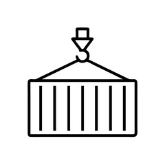 Container shipping cargo freight logistics import export transportation industry line icon vector illustration