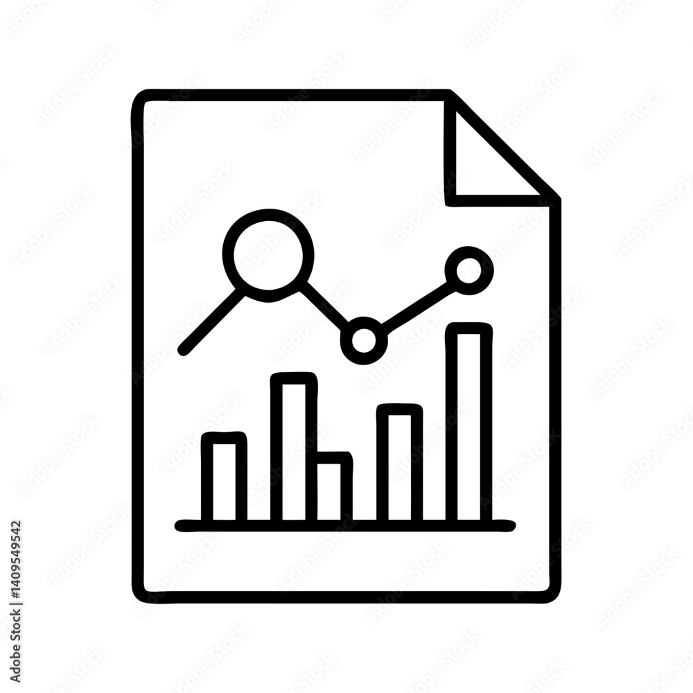 Poster data analysis report document with graph chart and bar chart for business presentation and analysis