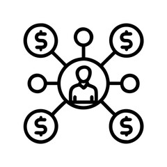 Financial network marketing money dollar income investment business connection strategy concept