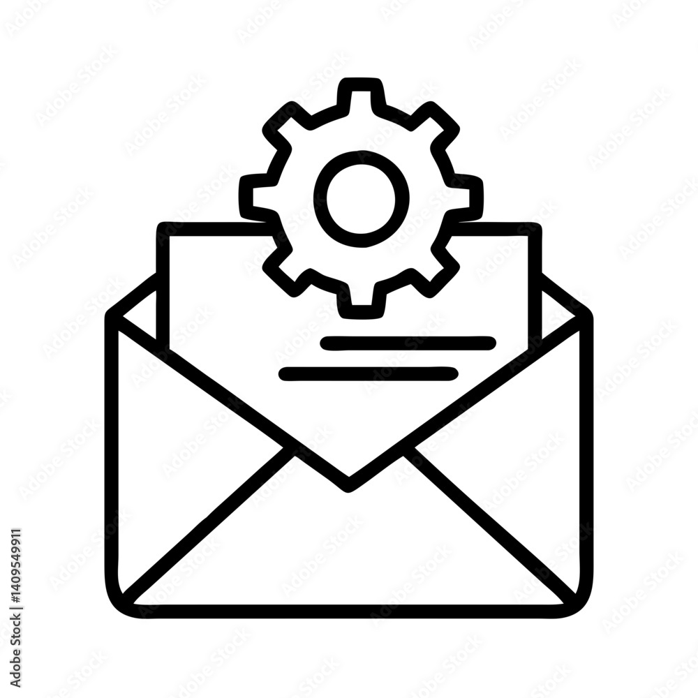 Poster email settings configuration automation gear system preferences mail options setup adjustment concep