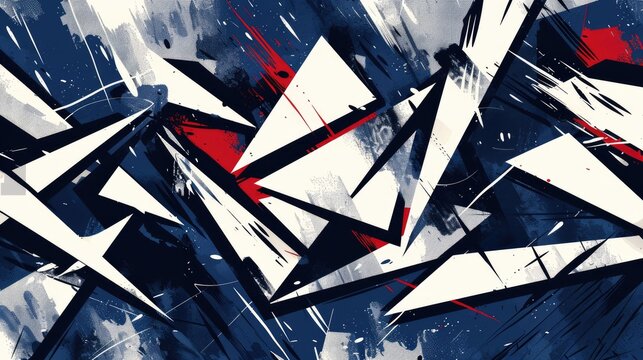 A flat digital illustration of a canvas filled with abstract graffiti, in Tottenham Hotspur's navy blue and white colors, capturing the club's sleek, competitive edge. 